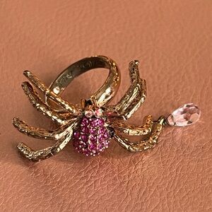 Vintage BETSEY JOHNSON Goth Rhinestone Spider Ring
